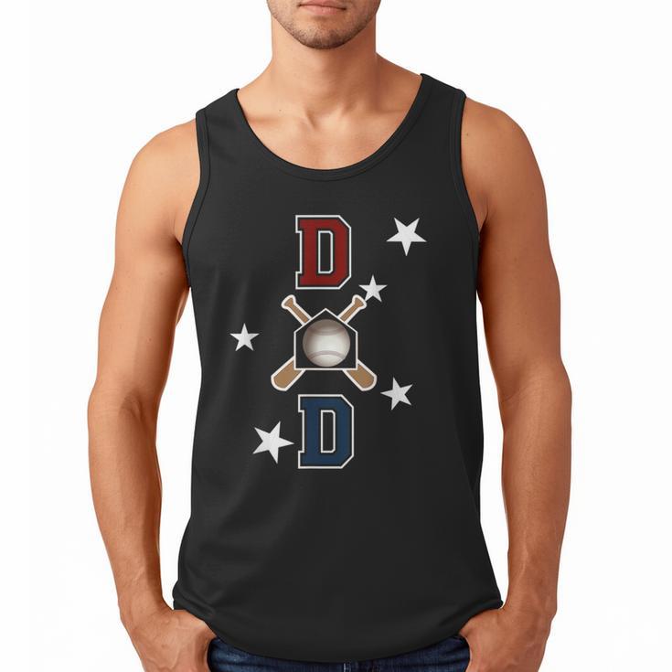 Patriotic Baseball Dad Father's Day Red Blue Star Men Tank Top