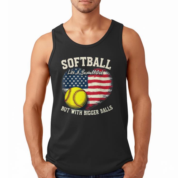 Patriotic US Flag Softball Dad Like A Baseball Dad Men Tank Top