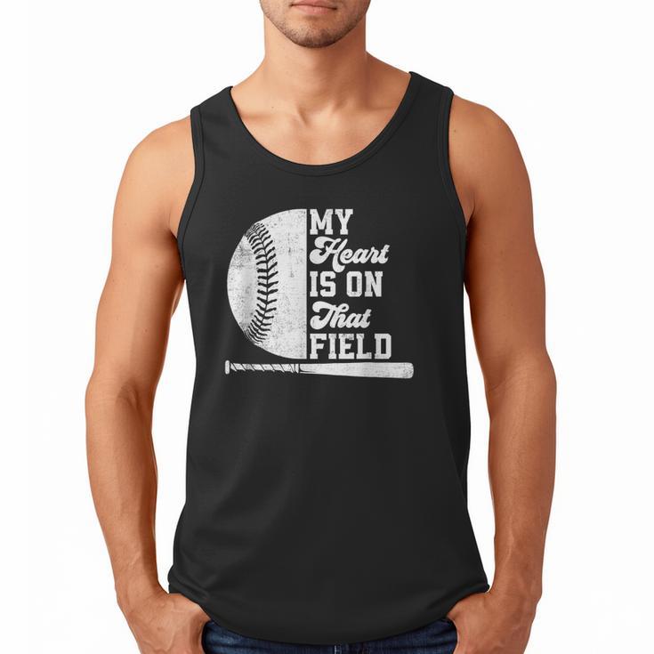 Proud Baseball Dad Fan My Heart Is On That Baseball Field Men Tank Top