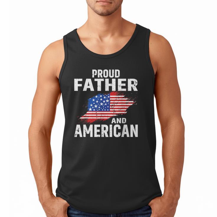 Proud Father And American Flag Baseball Dad Father Patriotic Men Tank Top