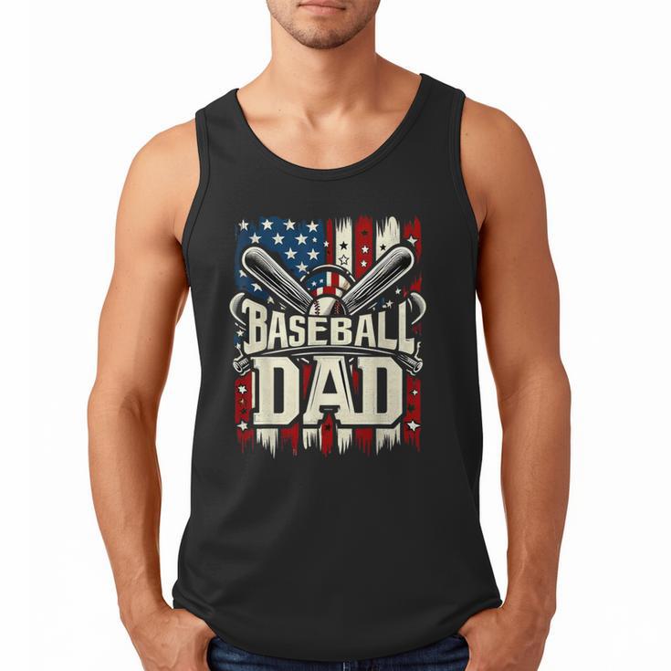 Retro American Flag Baseball Dad Father's Day Men Tank Top