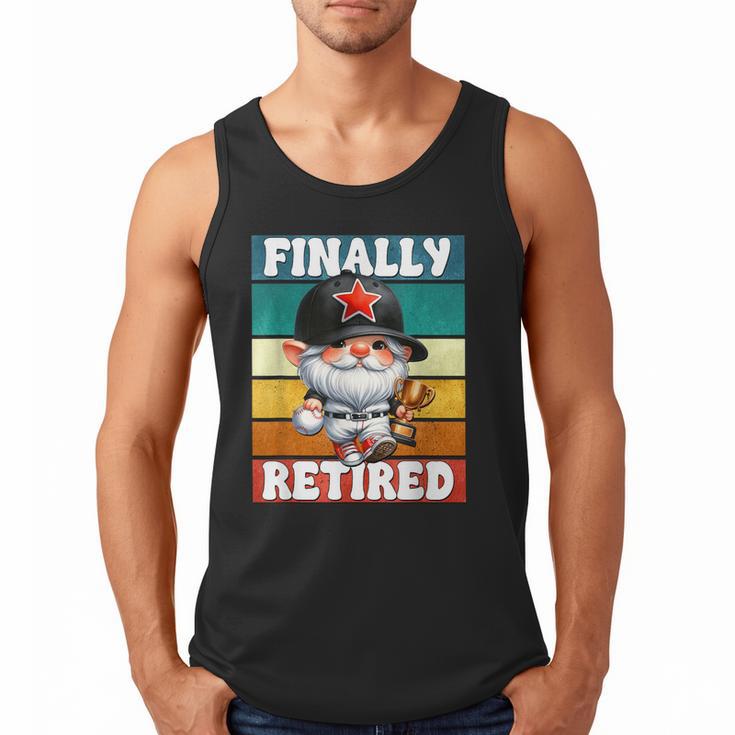 Retro Baseball Retirement Gnome Baseball Dad Finally Retired Men Tank Top