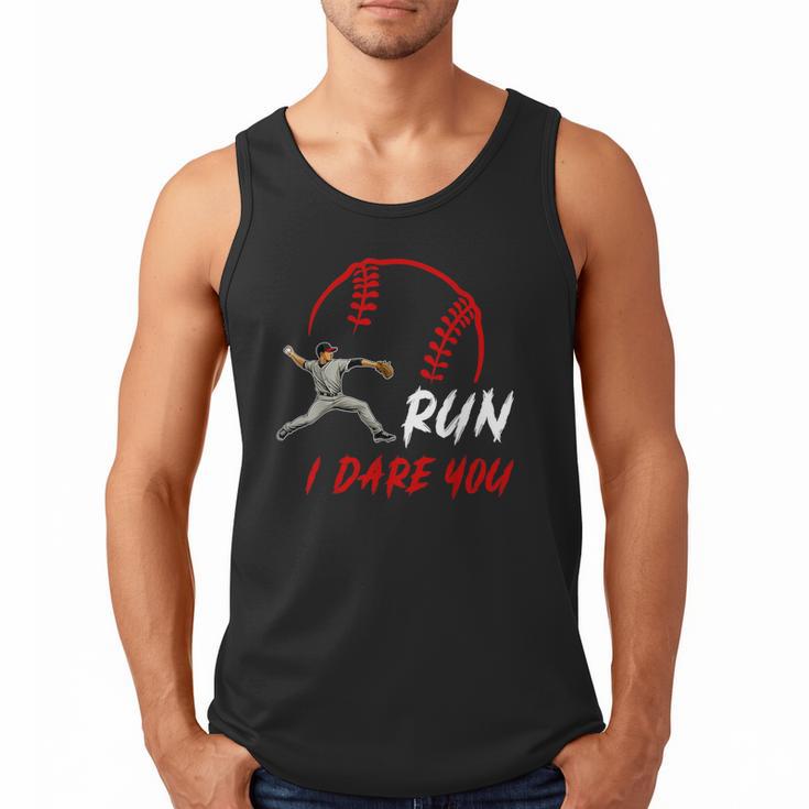 Run Steal I Dare You Humor Baseball Catcher Vintage Men Tank Top