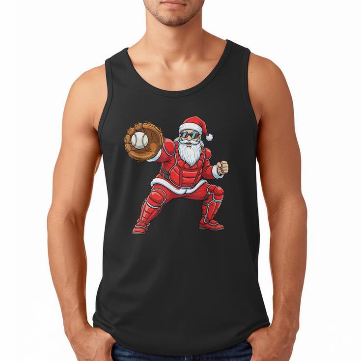 Santa Playing Baseball Baseball Lover Baseballer Xmas Men Tank Top
