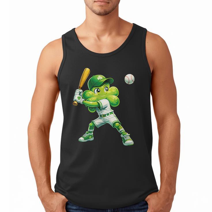Shamrock Playing Baseball St Patricks Day Men Boys Kid Men Tank Top