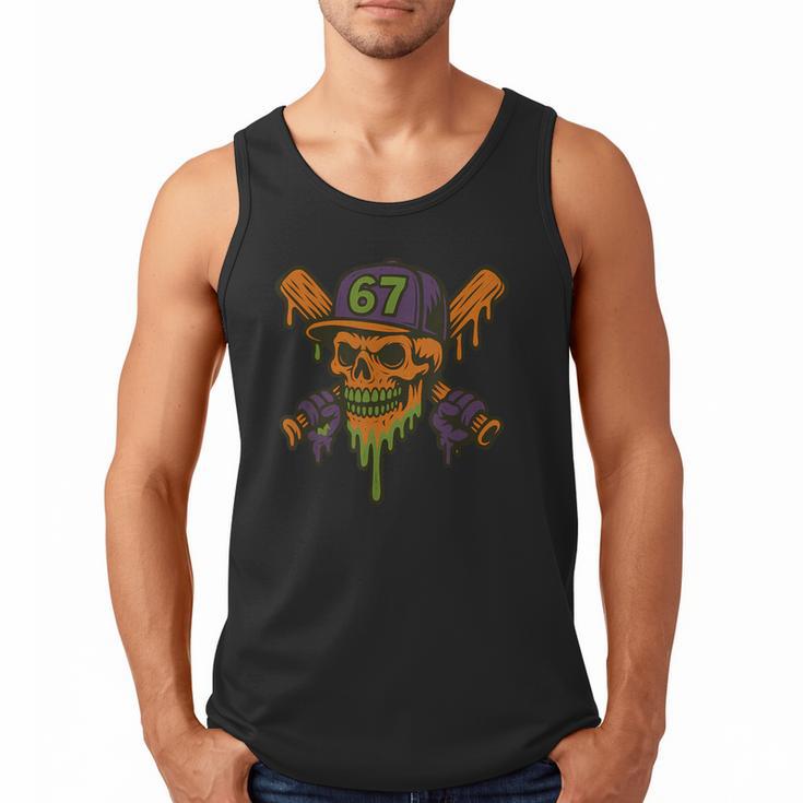 Six Seven 6 7 Baseball Skull Drip Halloween Horror Sports Men Tank Top