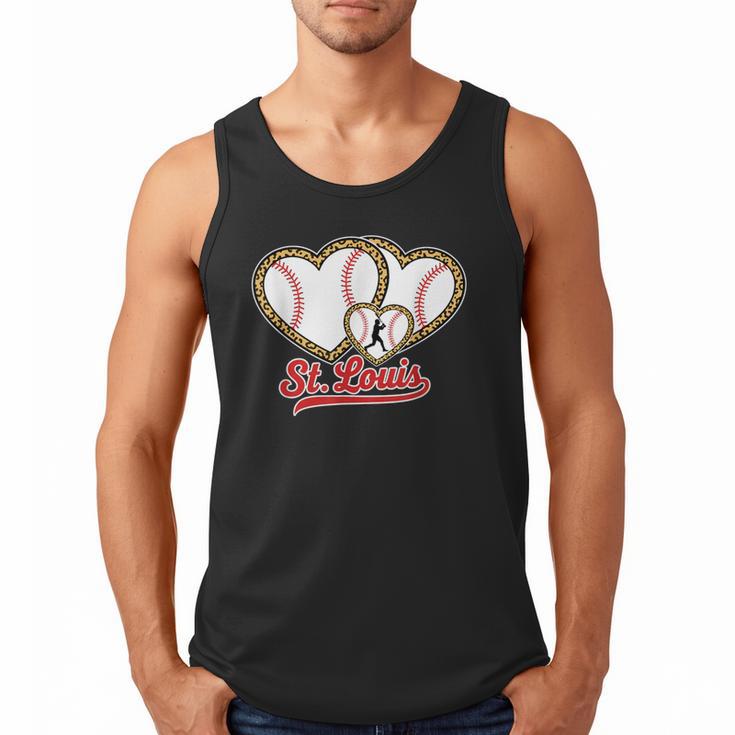 St Louis Leopard Heart Baseball Batter Boys Fan Men Tank Top