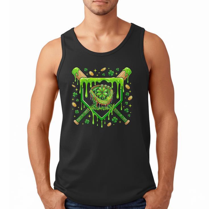 St Patricks Day Baseball Ice Cream Shamrock Baseball Player Men Tank Top
