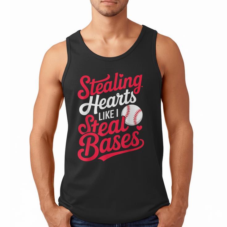 Stealing Hearts Like I Steal Bases Cute Baseball Boys Men Tank Top