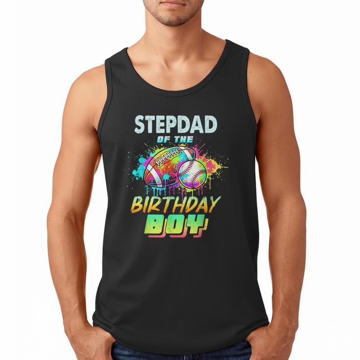 Stepdad Of The Birthday Boy Baseball Football Colorful Men Tank Top