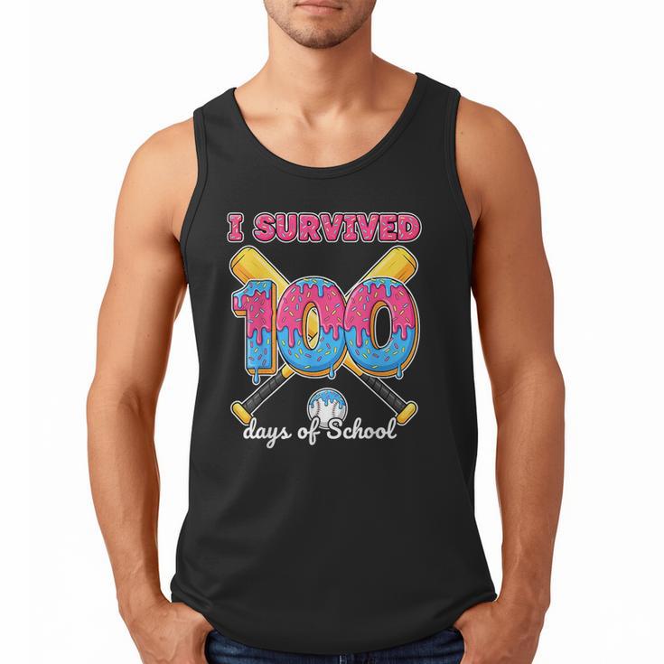I Survived 100 Days Of School Baseball Cream Drip Boys Men Tank Top