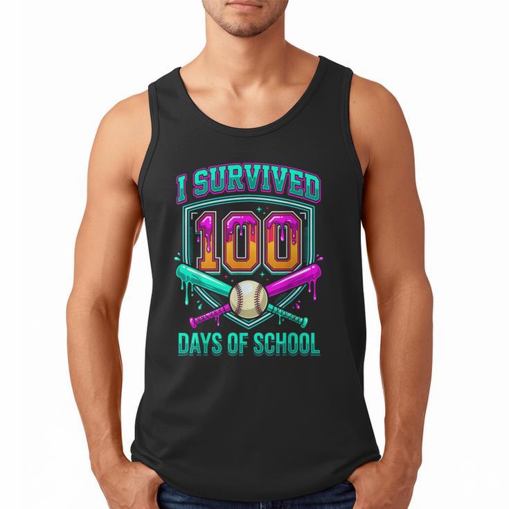 I Survived 100 Days Of School Baseball Drip Men Tank Top