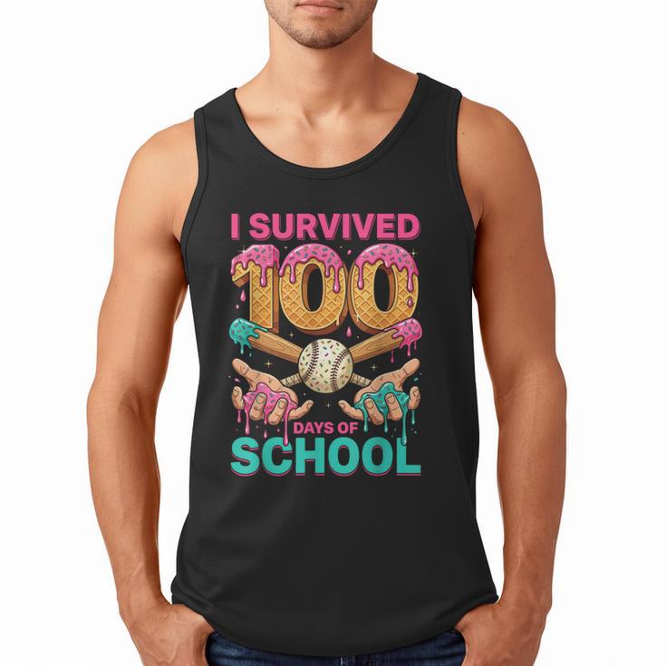 I Survived 100 Days Of School Baseball Ice Cream Drip Men Tank Top