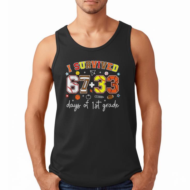 I Survived 6733 Days Of 1st Grade Baseball Football 100 Day Men Tank Top