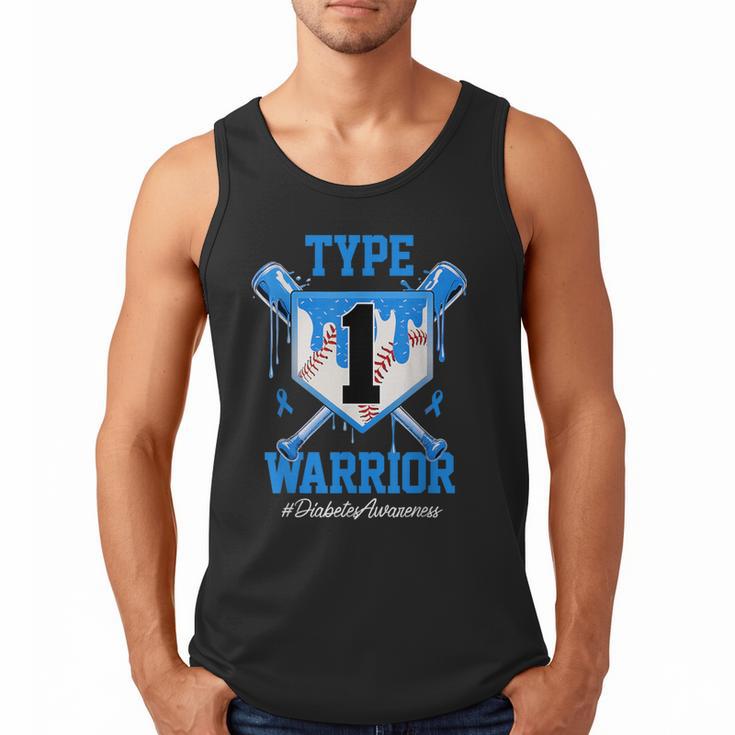 T1D Warrior Baseball Drip Diabetes Awareness Blue Ribbon Men Tank Top