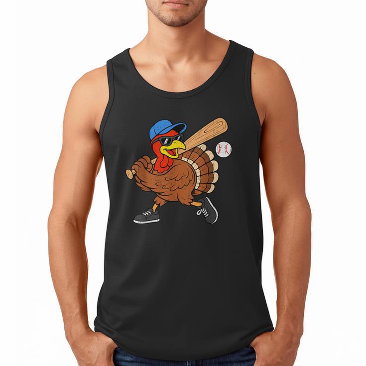 Turkey Baseball Thanksgiving Sports Humor Men Boy Kids Men Tank Top