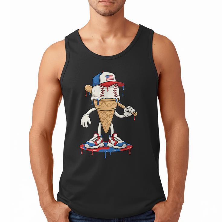 USA Patriotic Baseball Ice Cream Cone Freedom Men Tank Top