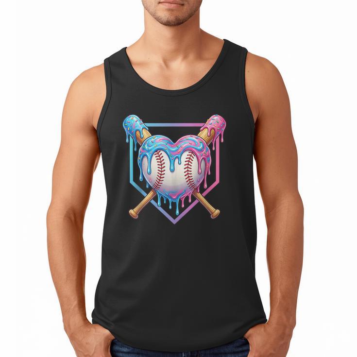 Valentines Baseball Heart Dripping Ice Cream Gen Z Alpha Men Tank Top
