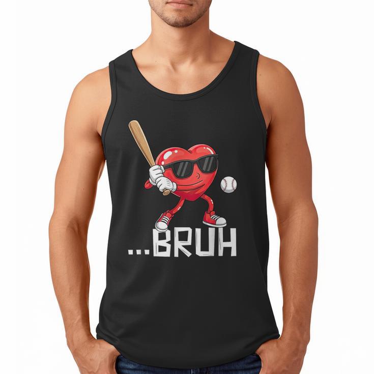Valentines Bruh Red Heart Playing Baseball Men Boys Kids Men Tank Top