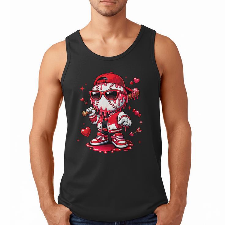 Valentines Day Baseball Drip Ice Cream For Boys Kids Teens Men Tank Top