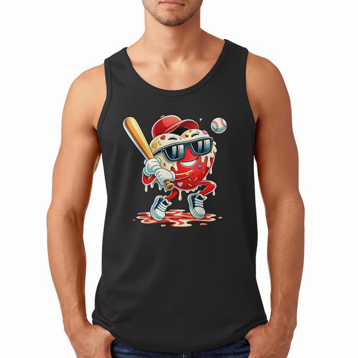 Valentines Day Heart Baseball Drip Ice Cream Boys Kids Men Men Tank Top