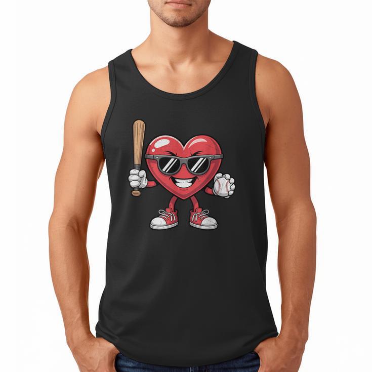 Valentines Day Heart Playing Baseball Boys Men Kids Girls Men Tank Top