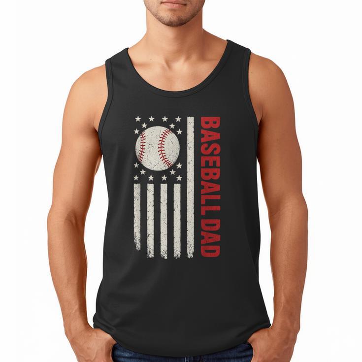 Vintage Baseball DAD American Flag Fathers Day 4th Of July Men Tank Top