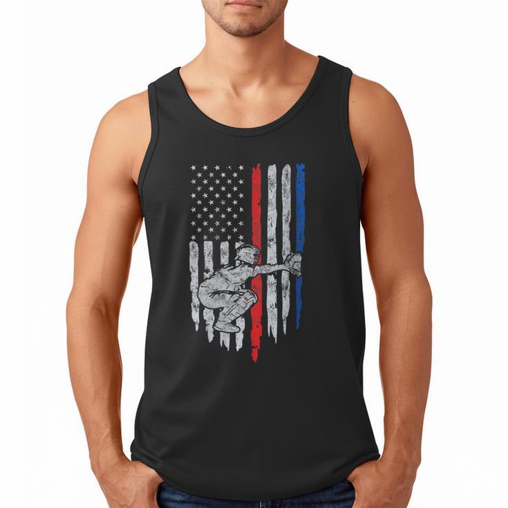 Vintage Baseball US Flag Tee Baseball Dad Player Coach Men Tank Top
