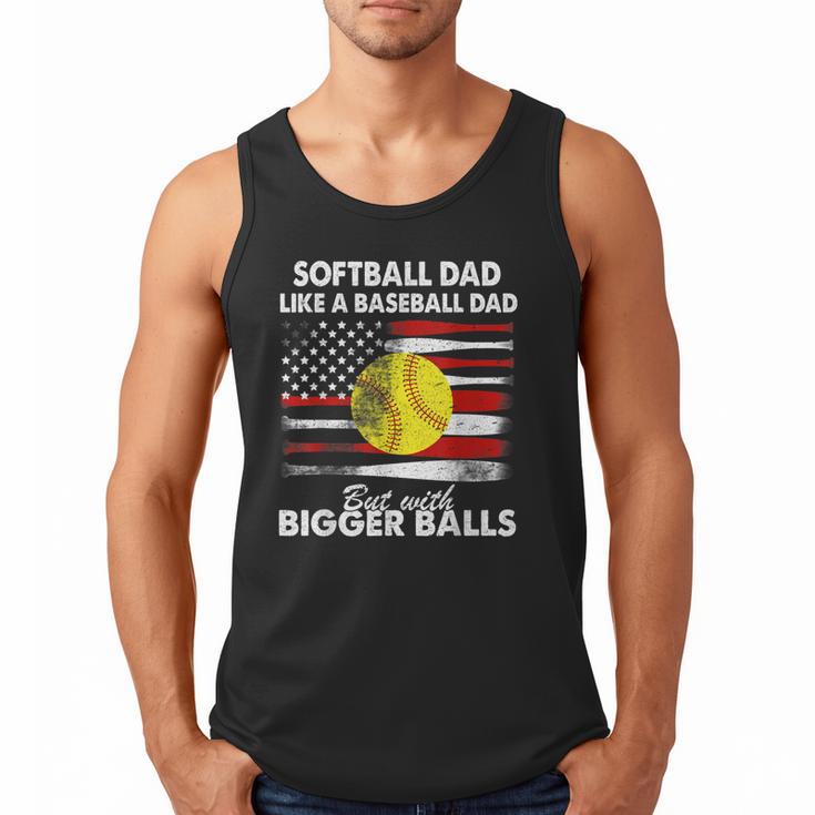 Vintage Softball Dad Like A Baseball Dad US Flag Fathers Day Men Tank Top