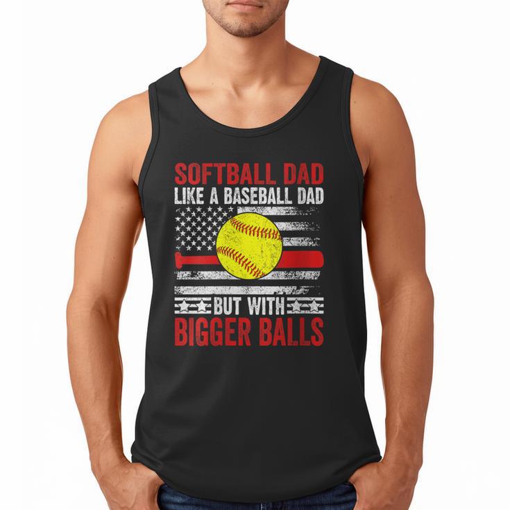 Vintage Softball Dad Like A Baseball Dad US Flag Men Tank Top