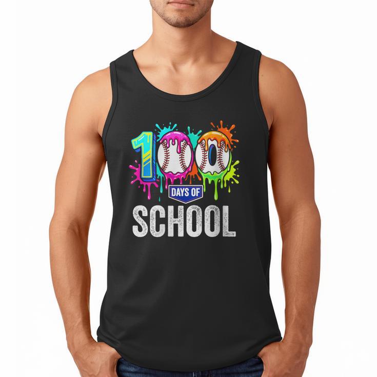 Women's 100 Days Of School Dripping Baseball Boys Kids Teacher Men Tank Top