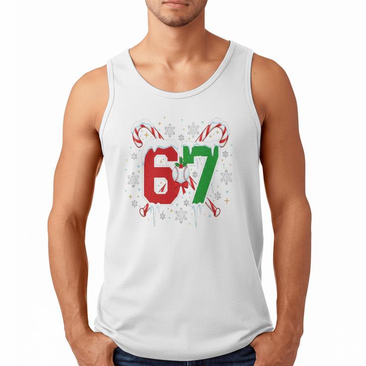 67 Baseball Christmas Candy Cane Snowflake Holiday Sports Men Tank Top