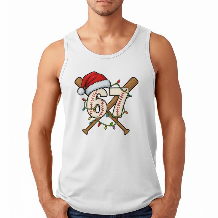 67 Baseball Xmas Lights Santa Hat Holiday Men Tank Top