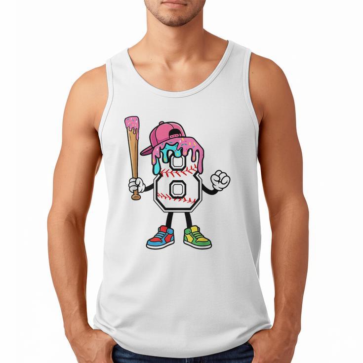 8th Birthday Baseball Ice-Cream Drip 8 Years Old Boys Girls Men Tank Top