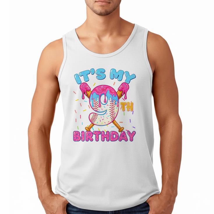 9th Birthday Baseball 9 Year Old Ice Cream Drip Boy Baseball Premium Tri-Blend Men Tank Top