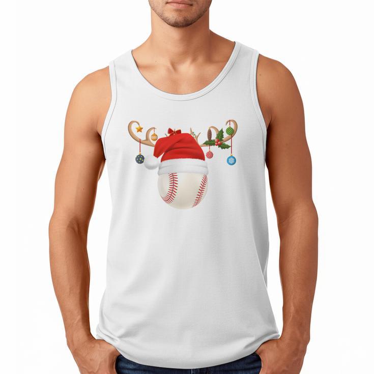 Baseball Christmas Reindeer Santa Hat Sports Player Xmas Men Tank Top