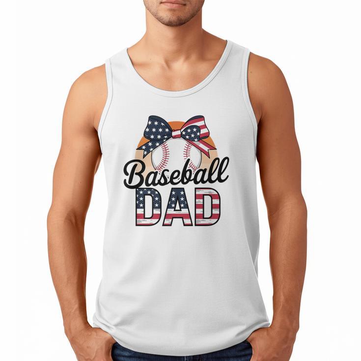 Baseball Dad American Flag Bow Sports Premium Men Tank Top