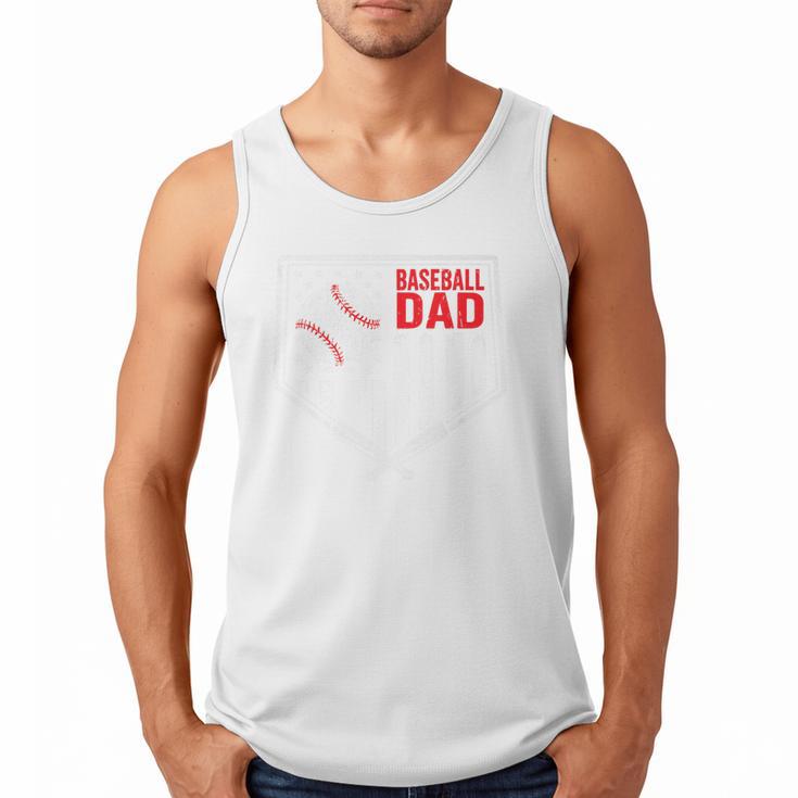 Baseball Dad Men USA American Flag Fathers Day 4th Of July Premium Men Tank Top