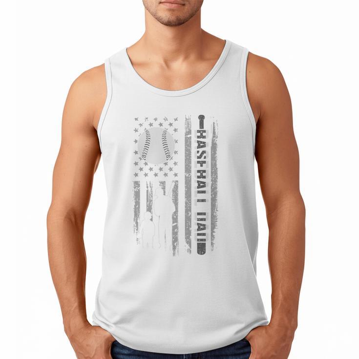 Baseball Dad Silhouette Bat Flag Stars Premium Men Tank Top