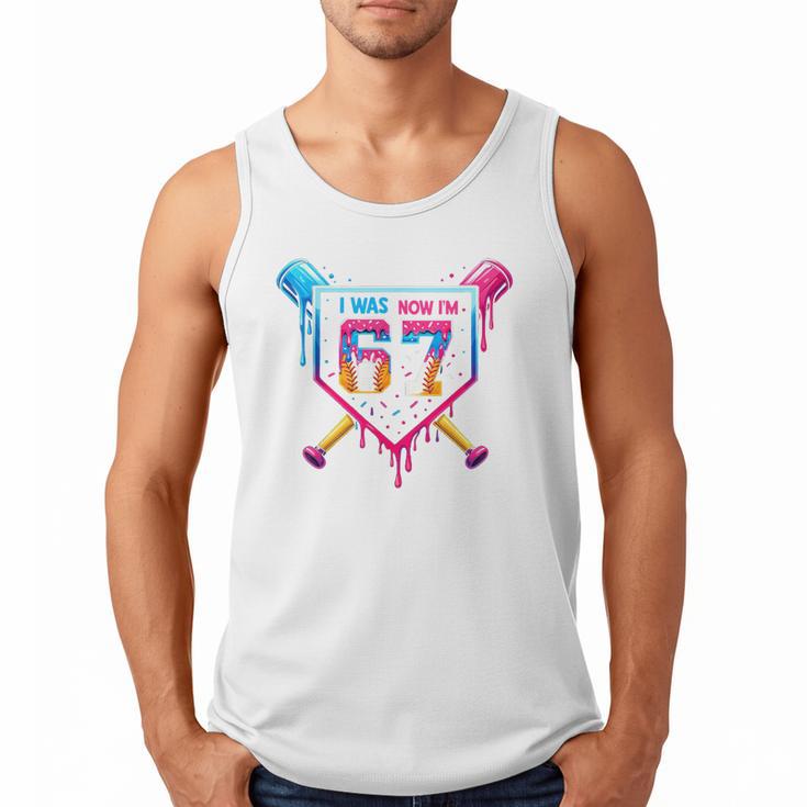 Baseball Drip I Was 6 Now I'm 7 67 Meme 7th Birthday Men Tank Top