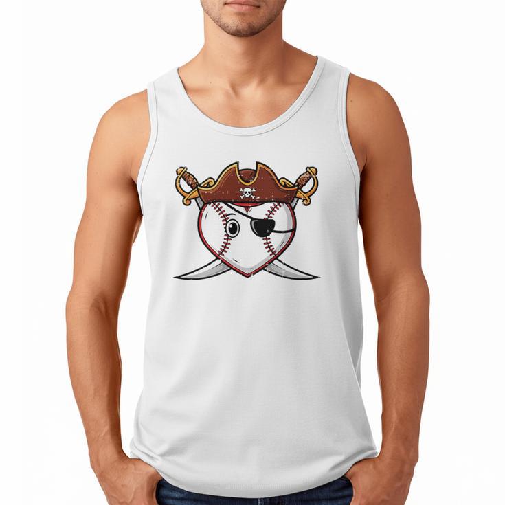 Baseball Heart Pirate Hat Crossed Swords Men Boys Kids Youth Premium Tri-Blend Men Tank Top
