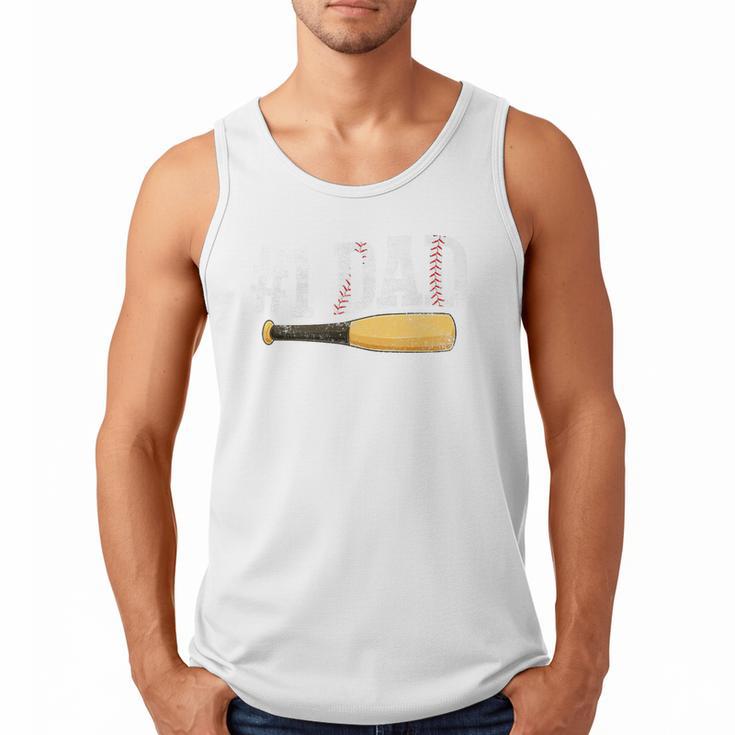 Baseball Player Dad Papa Number One Baseball Dad Fathers Day Premium Men Tank Top