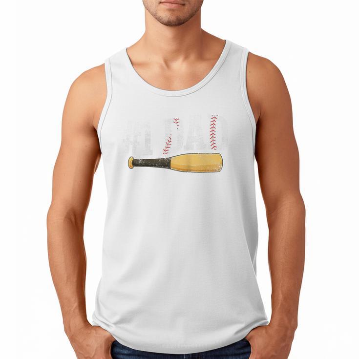 Baseball Player Dad Papa Number One Baseball Dad Fathers Day Raglan Baseball Tee Men Tank Top
