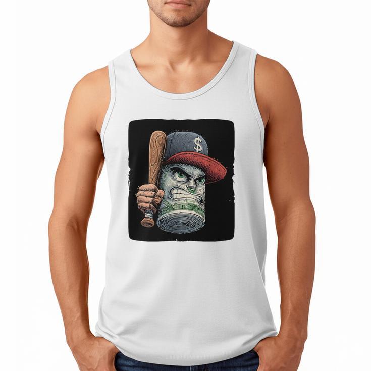 Cool Dollar Bill Guy With Cap And Baseball Costume Premium Tri-Blend Men Tank Top