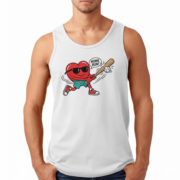Heart Valentines Day Baseball Men Boys Kids Teens Men Tank Top