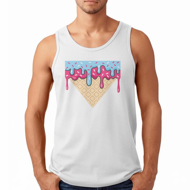 Ice Cream Baseball Cone Dripping Sprinkles Kids Boys Summer Premium Tri-Blend Men Tank Top
