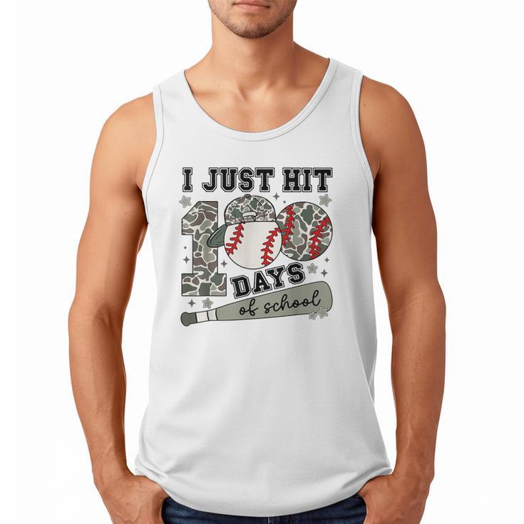 I Just Hit 100 Days Of School Camo Baseball 100 Days Smarter Men Tank Top