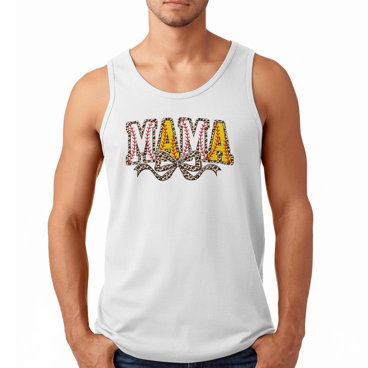 Leopard Baseball Softball Mama Bow Softball Baseball Mom Men Tank Top