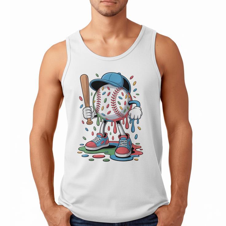 Melting Slime Sprinkle Baseball Mascot With Bat Men Tank Top