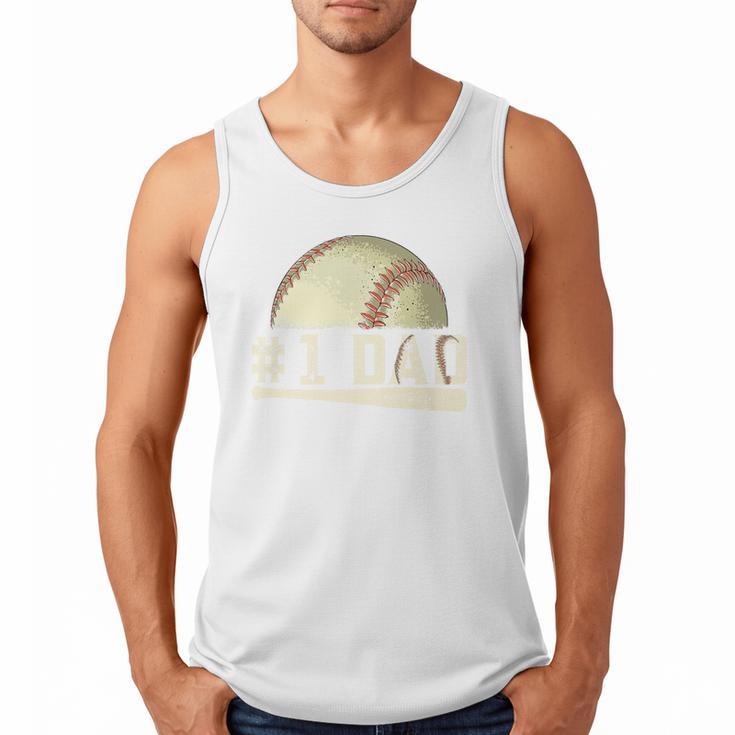 Number One Baseball Dad Fathers Day Baseball Player Dad Papa Premium Men Tank Top